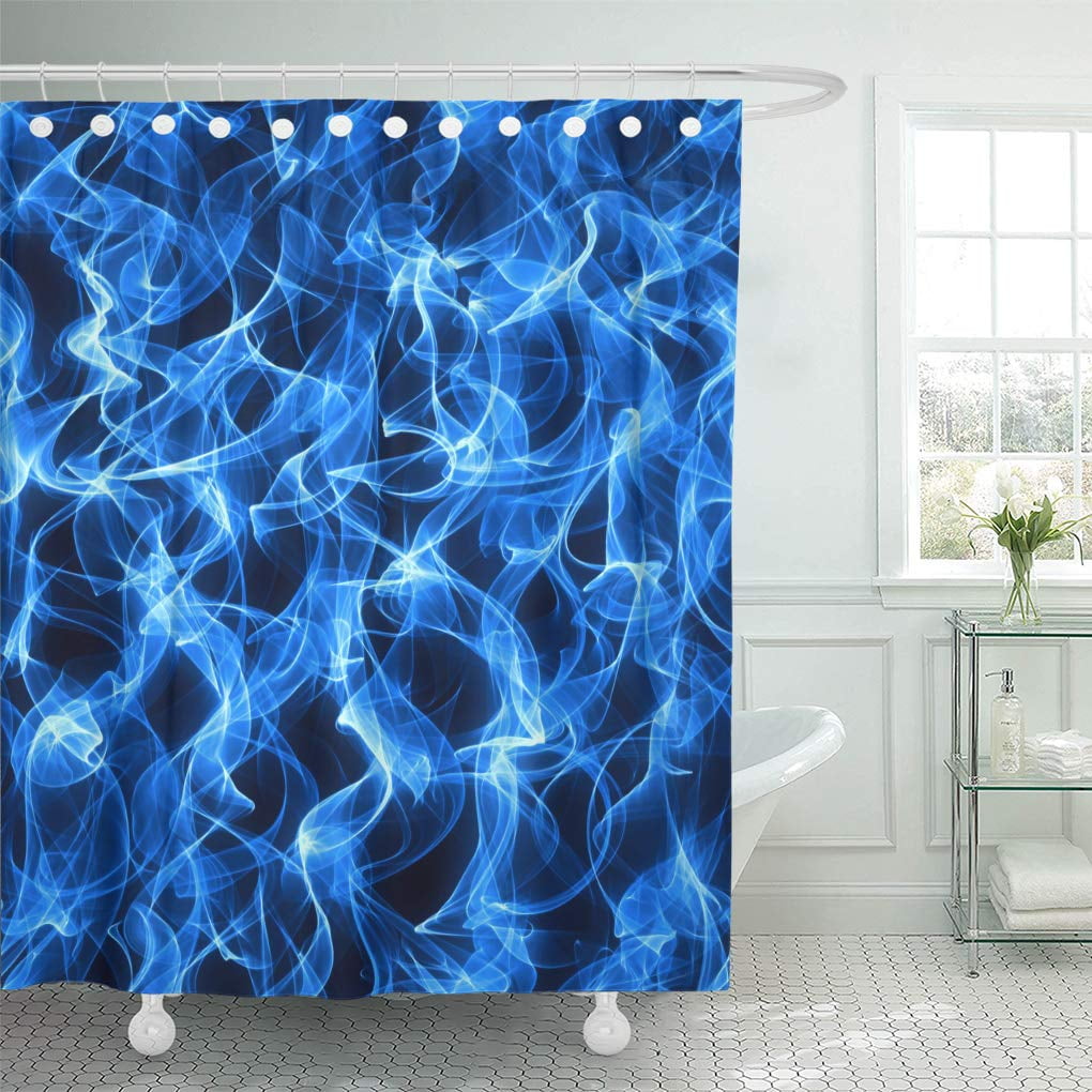 KSADK Abstract Blue Propane of Gas Fire and Flame Black Shower Curtain