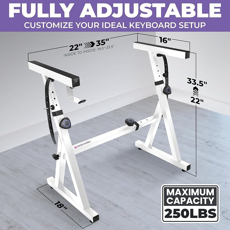 Piano Keyboard Stand - Z Style Adjustable and Portable Heavy Duty Music Stand for  Adults -Fits 54-88 Key Electric Pianos - Sturdy Musical Keyboard Stand (Black)
