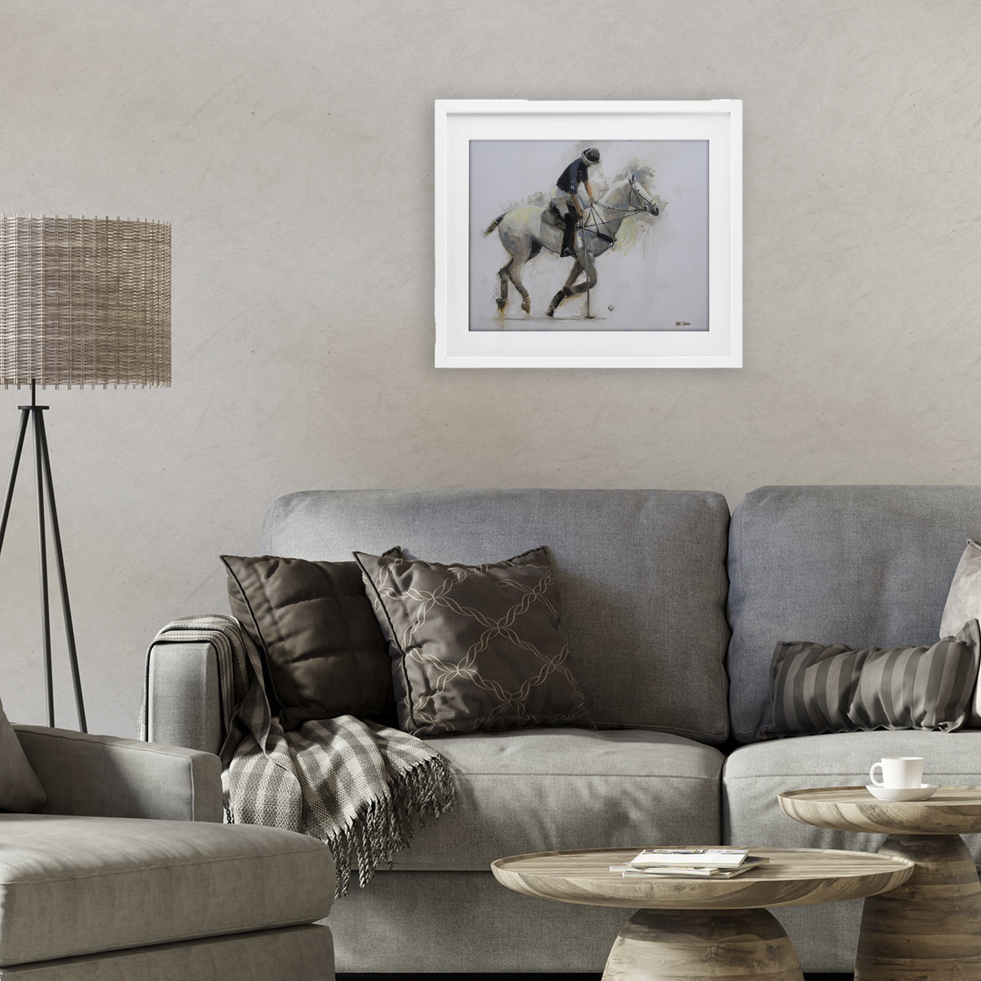 Stupell Industries Polo Rider in Motion White Framed Print Under Glass, design by Jadei Graphics