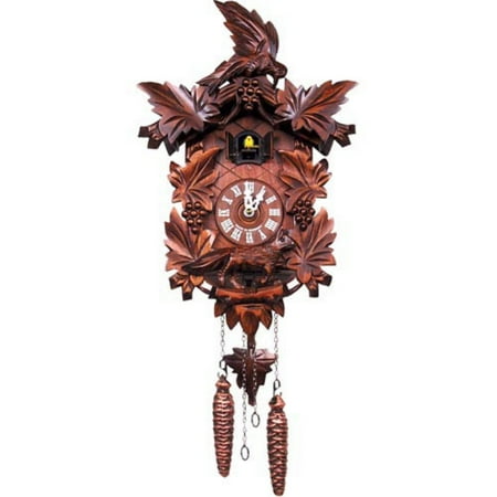 Carved Fox, Bird and Leaf Cuckoo Clock