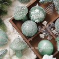 thumbnail image 4 of Nuevas bolas de Navidad pintadas a mano de color champán verde, adornos colgantes para fiestas navideñas, adornos para el hogar, arreglos de escena, 4 of 5