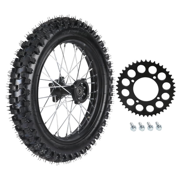 90/100-16 inch Rear Wheel Tire and Rim 15mm Bearing   428 43T 76mm Sprocket for Dirt Pit Bike Bigwheel 110cc 125cc 140cc 150cc 160cc 200cc Taotao Coolster SSR Apollo
