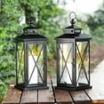 thumbnail image 2 of SAFAVIEH Lirio Black Metal Outdoor Candle Holder, Set of 2, 2 of 6