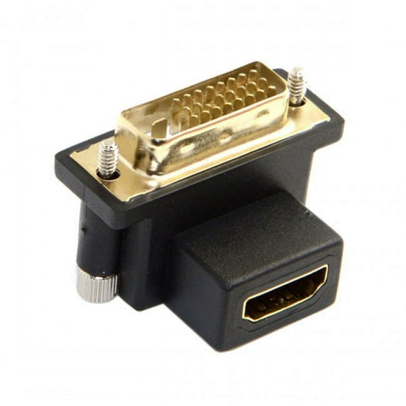 JSER 90 Degree Down Angled DVI Male to HDMI Female Adapter for Computer HDTV Graphics Card