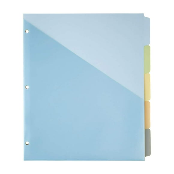 Office Depot Brand Single-Pocket Write-On Dividers 5 Tab 8 1/2"" x 11"" Assorted Colors