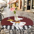 thumbnail image 6 of Red Kitchen Chef Round Tablecloth for 36-44 Inch Tables, Fitted Table Cover with Elastic Edge, Black Plaid Gourmet Food Vintage Waterproof Outdoor Table Cloth Protector for Patio Garden Dinner Picnic, 6 of 9
