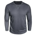 thumbnail image 2 of Men's Waffle Knit Long Sleeve Top Crew Neck Basic Shirt Solid Color Comfortable Casual Shirt for Daily Wear, 2 of 8