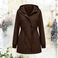 thumbnail image 6 of Hilenly Long Waterproof Rain Jacket Women Hooded Trench Coat Drawstring Waisted Rain Coats Windbreaker Jackets with Pockets, 6 of 8