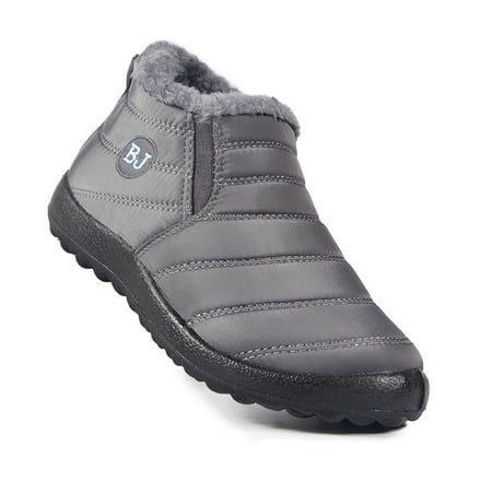 

Women s Fleece Liner Solid Slip On Snow Ankle Boots Casual Plain Toe Warm Platform Women s Shoes