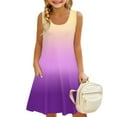 thumbnail image 2 of Girls Summer Dress Sleeveless Flowy Tiered Casual A-Line Teen Beach Sundresses Tank Maxi Dresses with Pockets Royal Blue 100, 2 of 6