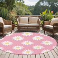 thumbnail image 5 of White Pink Daisy Large Area Rugs for Bedroom Living Room, Soft Non Slip Carpet Bedside Rug, Spring Summer Floral Botanical Round Floor Cover Kitchen Accent Rug 7' for Dining Room/Office, 5 of 9