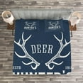 thumbnail image 3 of Ambesonne Hunting Quilted Bedspread Set 3 Pcs, Deer Hunter Club, Queen Size, Navy Blue White, 3 of 3