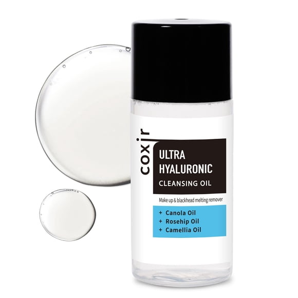 coxir ACEITE LIMPIADOR ULTRA HIALURÓNICO Mini tamaño de viaje l Limpiador facial coreano suave Eliminación de maquillaje de puntos negros con ácido hialurónico Aceites vegetales sin aceite mineral [0.