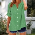 thumbnail image 3 of Camisetas Casuales de Manga Corta con Cuello en V Impreso Botón de Verano Suelto Y de Moda, 3 of 5