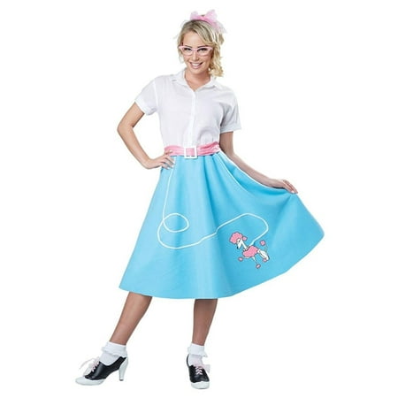 50's Poodle Skirt Adult Costume, Blue
