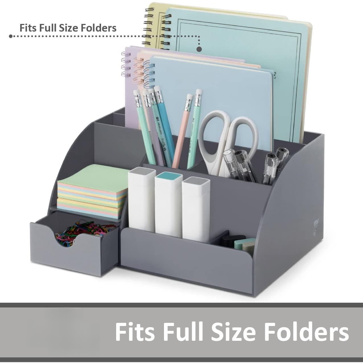 Grey Desk Organizer  9 Compartments Office Supplies And Accessories Decor Desktop (gray)