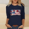 thumbnail image 2 of asdoklhq Plus Size 4th Of July Tshirts Graphic Shirts Women's Independence Day Printed Round-neck Three-quarter Sleeve T-shirt Loose Three-quarter Sleeve Round-neck Top/shirt Navy 2X, 2 of 5