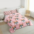thumbnail image 3 of Feelyou Funny Dog Pug Queen Comforter Set for Kids, Cute Dalmatian Lover Bedding Sets, Girly Pink Cartoon Reversible Bedding Comforter Set, Lightweight Room Decor, 3pcs, 3 of 8