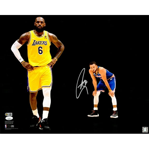 Stephen Curry Autographed 16x20 Photo Golden State Warriors With LeBron James JSA 235690