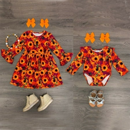 

Kids Baby Girl Clothes Sister Floral Romper Dress Outfit Set Girls Floral Dresses