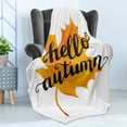 thumbnail image 4 of Autumn Soft Flannel Fleece Throw Blanket, Maple Leaf Silhouette in Warm Colors with Hand Lettering Fall Season Words, Cozy Plush for Indoor and Outdoor Use, 50" x 70", Orange and Black, by Ambesonne, 4 of 5