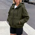 thumbnail image 4 of Edvintorg Womens Jackets Lightweight Long Sleeve Zip up Coat Hooded Outerwear with Pocket Womans Clothes Fashion Clothing Women Army Green S-2XL, 4 of 9
