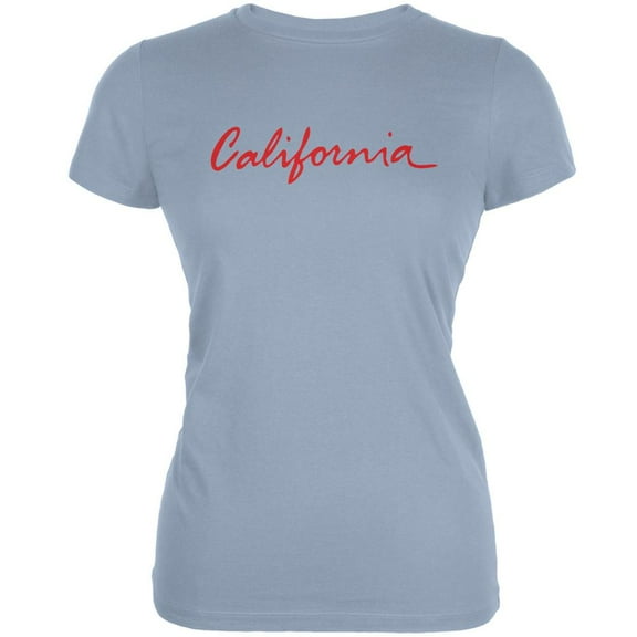 California License Plate Light Blue Juniors Soft T-Shirt