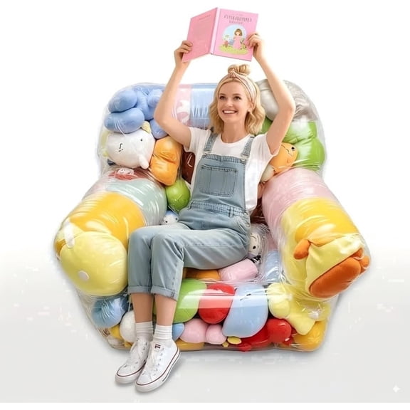 NTYNTY Stuffed Animal Bean Bag Storage Chair, 37.4 x 37.8 Inch Clear plushies storage, Upgraded 0.35mm PVC Waterproof Plushy Organizer, Supports 330lbs for Home Use