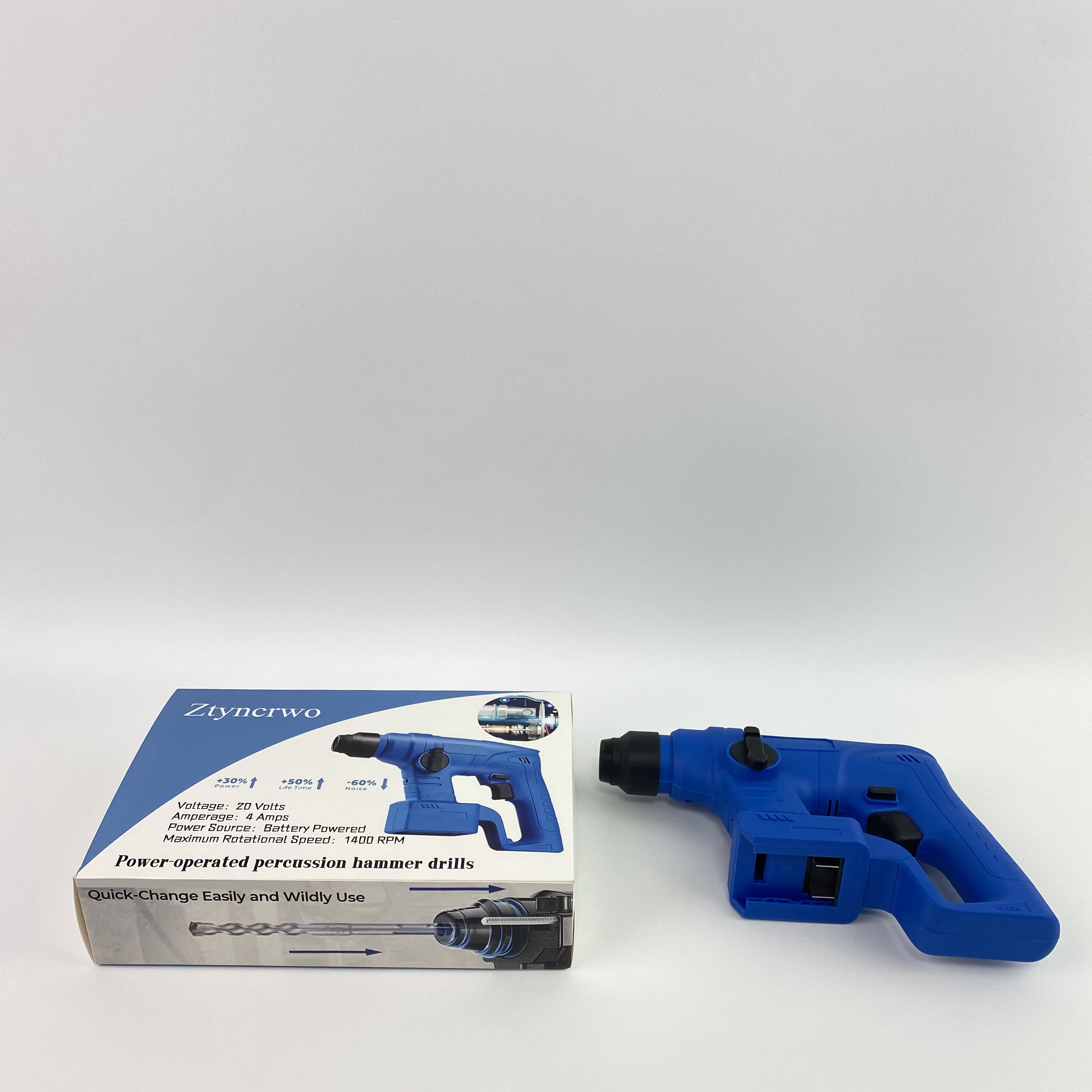 Ztyncrwo Power-operated percussion hammer drills,20V Cordless Rotary Hammer Drill, 7/8", 4 Application Modes, Brushless, 2.1 Joules, Cordless Demolition Hammer