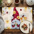 thumbnail image 2 of Placemats Set of 4, Daisy Gnome Place Mats Flower Spring Floral Retro Tablemats Washable Placemat Table Decoration for Kitchen Table Dinner Party Home Decor Indoor Outdoor 13x19 Inch, 2 of 9