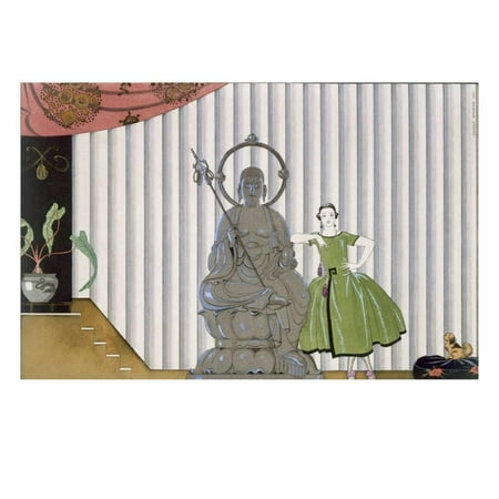 Mademoiselle One Light Wall Mademoiselle Spinelly Chez Elle, 1920 (Pochoir Print) Print Wall Art By Georges Barbier ()