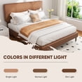 thumbnail image 3 of Frostbloom Queen Size Bed Frame with Upholstered Faux Leather Adjustable Headboard, Platform bed, Dark Brown, 3 of 8