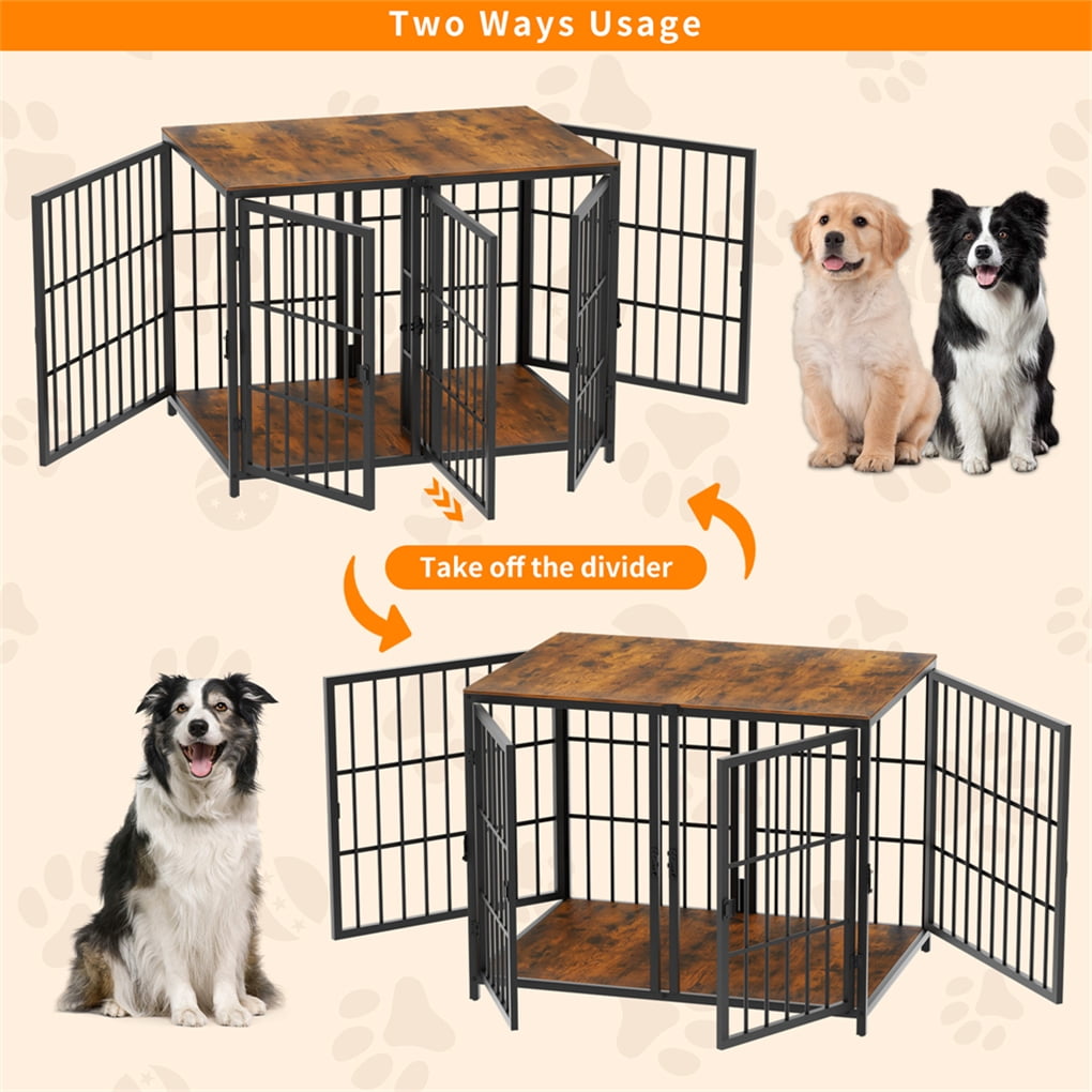Wisfor Large Wooden Dog Crate Furniture with Removable Divider