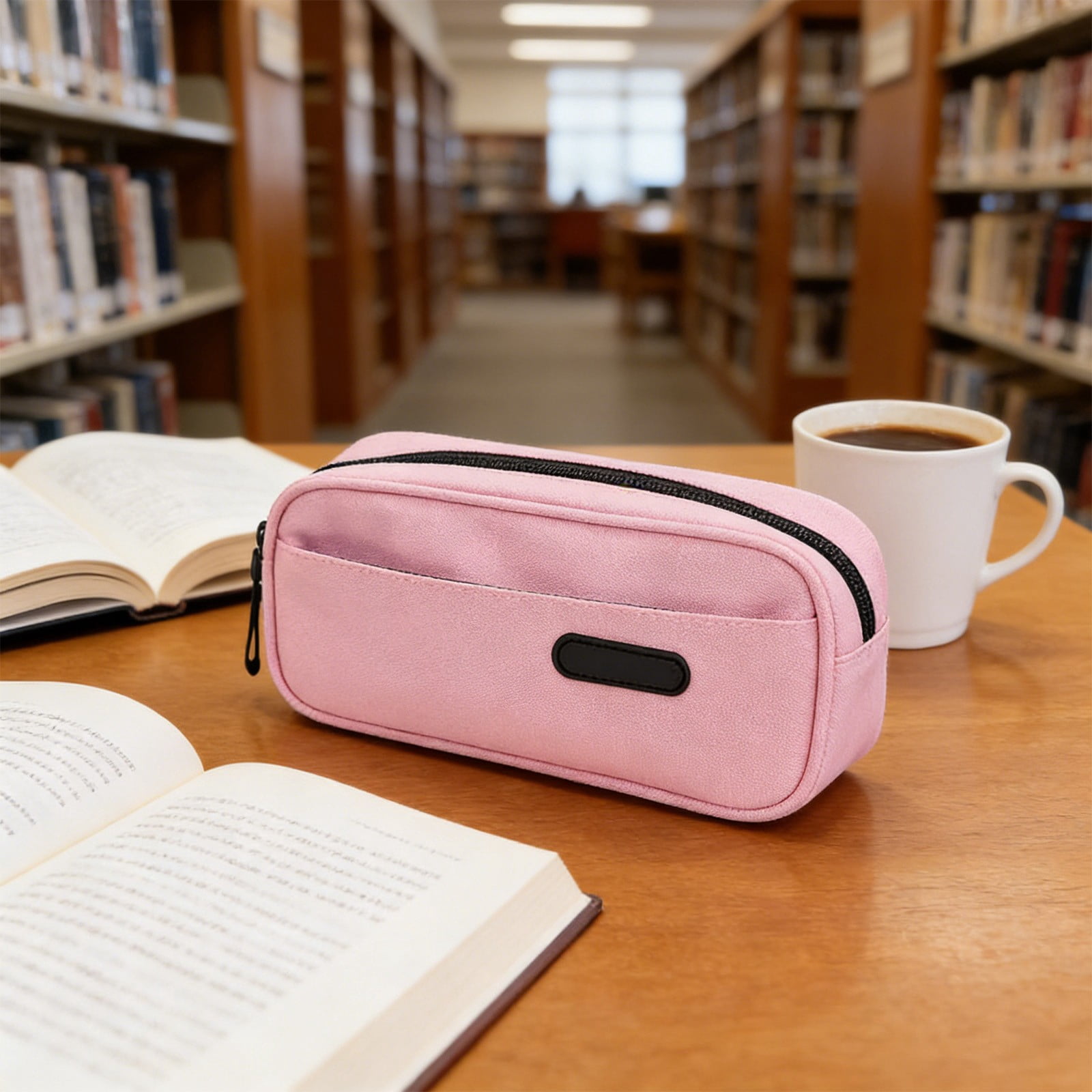 RBCKVXZ Cute Corduroy Pencil Case, Stationery Storage and Organizer, Pen Pouch, Large Pencil Bag with Zipper, Office Supplies (Pink)