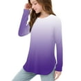 thumbnail image 5 of Lmnyox Girls Long Sleeve Shirts Fashion Cute Crew Neck Tunic Blouses Kids Side Slit Gradient Tops 3-12 Years, 5 of 7