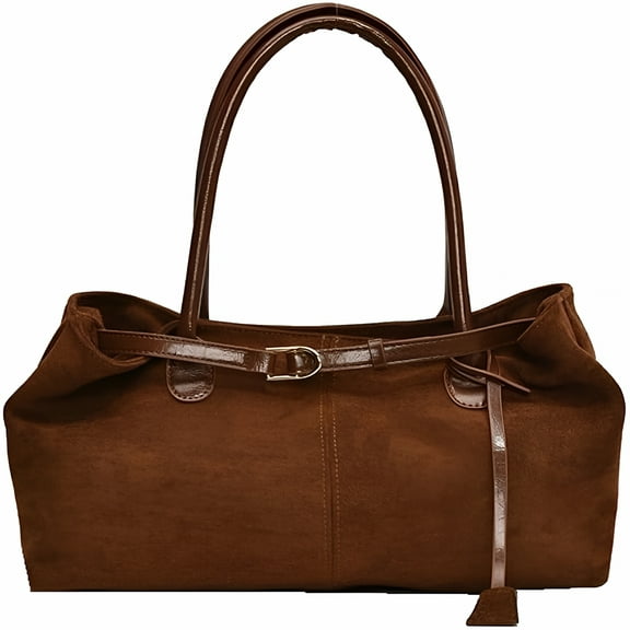 GASTROPOD Suede Tote Bag Vintage Suede Bags for Women Large Belt Shoulder Bag Handbag Work Casual Travel Essentials