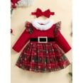 thumbnail image 2 of ZINTAOZT Infant Baby Girl 2Pcs Christmas Outfits Fur Trim Long Sleeve Tulle Dress + Headband Set Velvet Clothes, 2 of 8