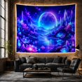 thumbnail image 6 of Cosmic Lotus Landscape with Celestial Body in Starry Sky, Dreamy Surreal for Space Enthusiasts, Fantasy Wall Art Decor, Housewarming Gift, Tapestry Wall Hanging for Bedroom and Living Room, 6 of 7