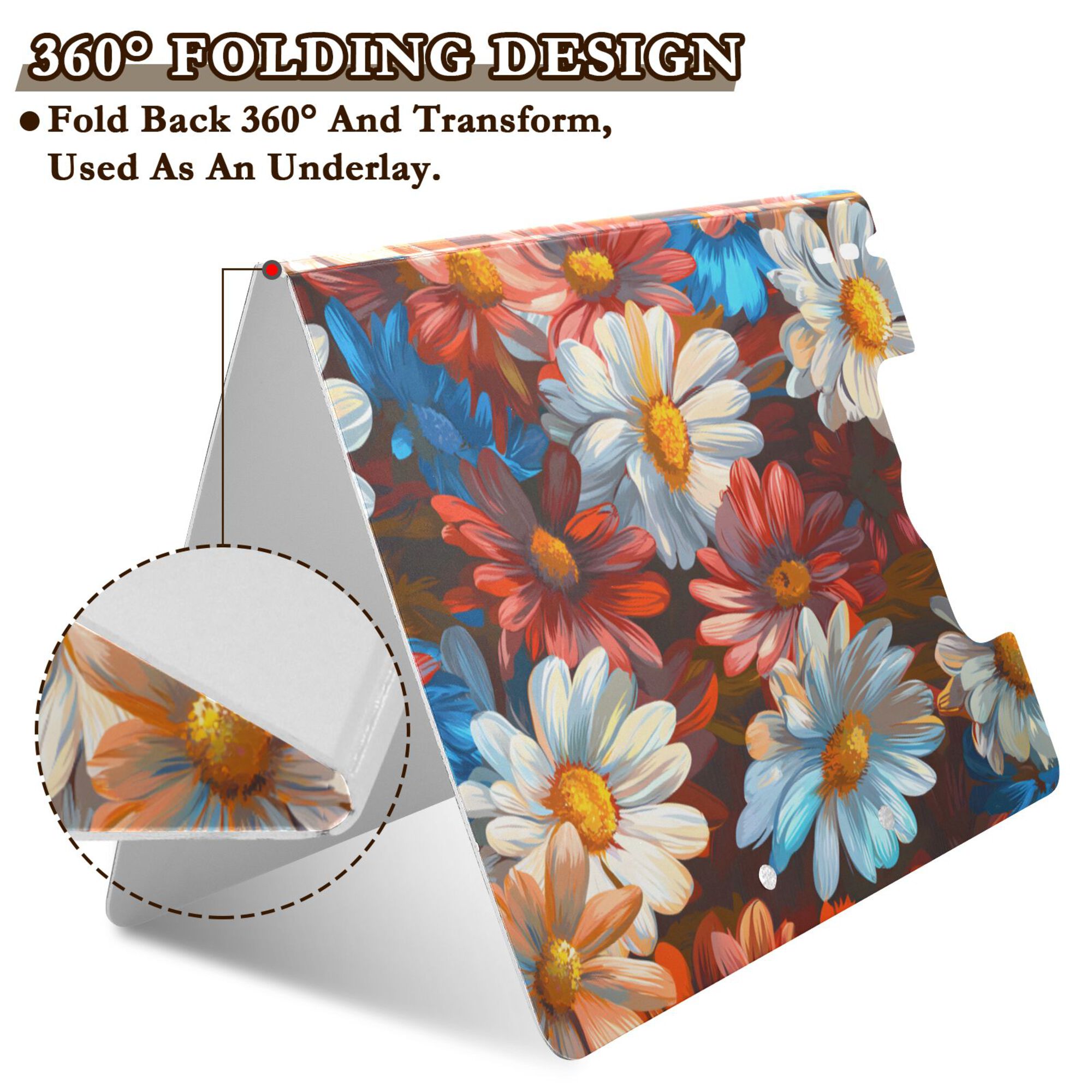 FORMRS A4 Clipboard Folder with Pen Holder Horizontal Foldable School Office Binder, Vibrant Floral