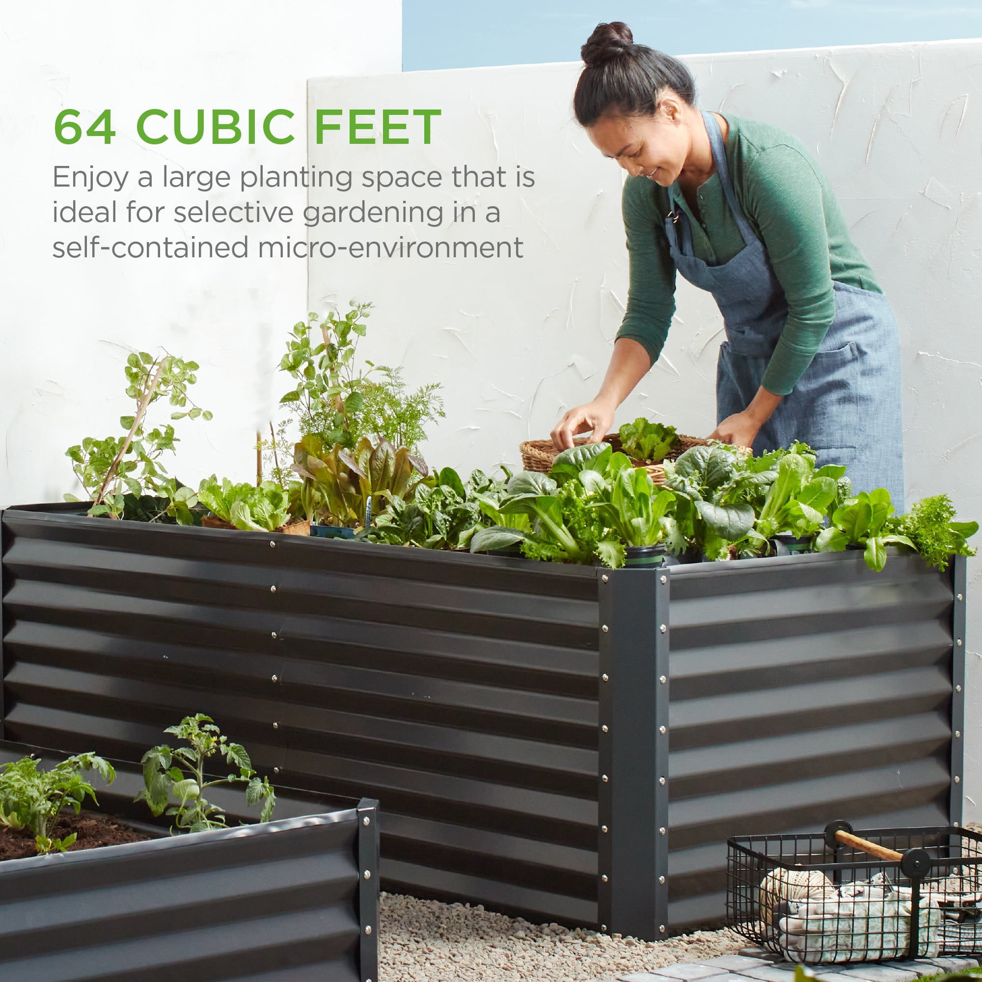 Best Choice Products 8x4x2ft Outdoor Metal Raised Garden Bed for Vegetables Flowers Herbs - Dark Gray