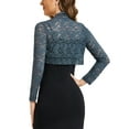 thumbnail image 3 of INSPIRE CHIC Women's Floral Lace Sheer Open Front Bolero Shrug Cropped Cardigan XS Peacock Blue, 3 of 6