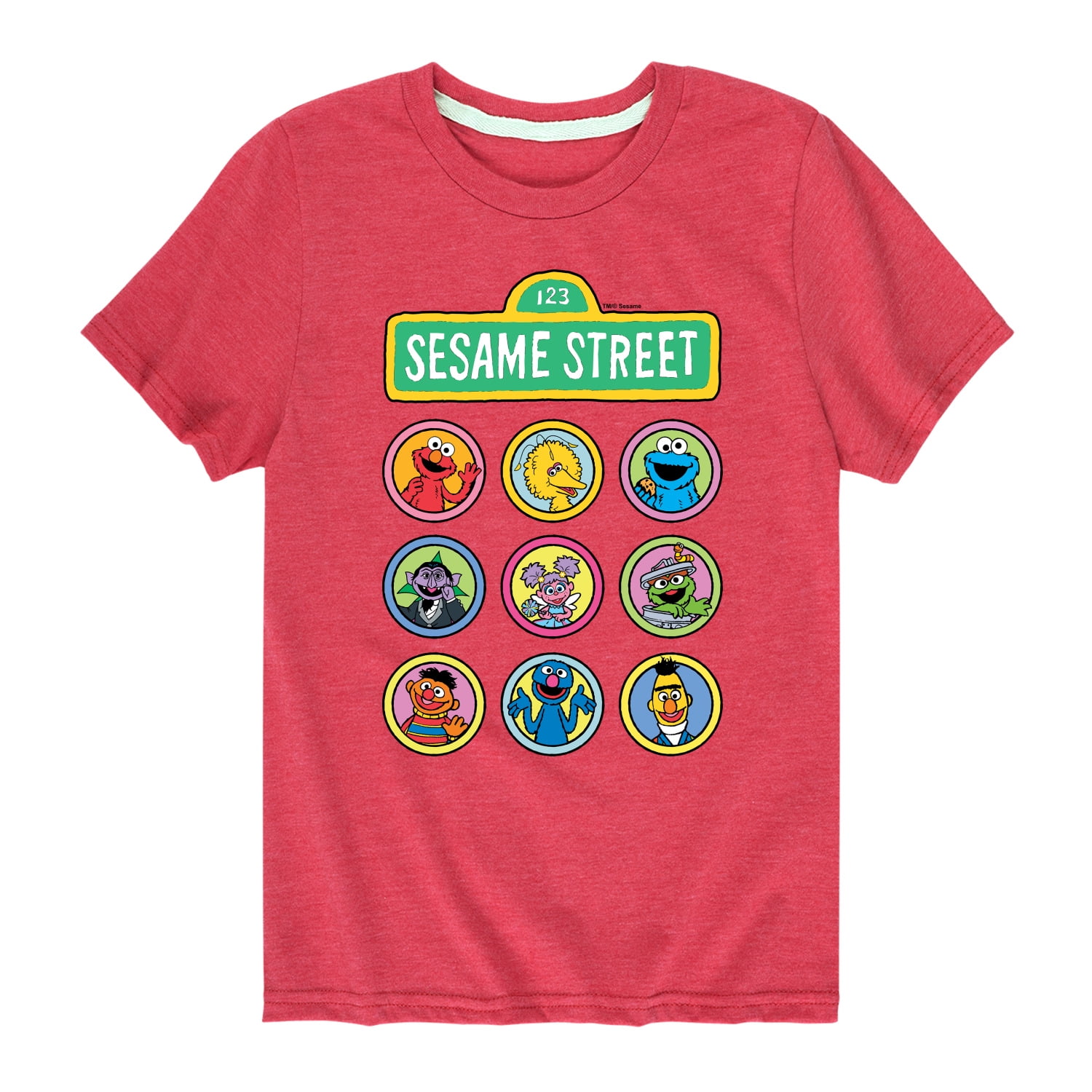 Sesame Street - Sesame Street Character Grid - Toddler and Youth Short Sleeve Graphic T-Shirt
