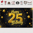 thumbnail image 6 of Elegant Black and Gold Happy 25 Birthday Banner with Star and Balloon Elements Birthday Party Decorations Backdrop Photography Props Party Supplies, 6 of 7