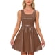 thumbnail image 1 of Vestido de tanque INSPIRE CHIC para mujer, sin mangas de cuero sintético, vestido mini en línea A, talla XS, marrón oscuro, 1 of 6