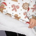 thumbnail image 3 of Oversized Wearable Blanket Hoodie,White Christmas Gingerbread Man Pattern Sherpa Blanket Hoodie with Super Pockets,Super Warm Fuzzy Pullover for Women & Men, 3 of 6