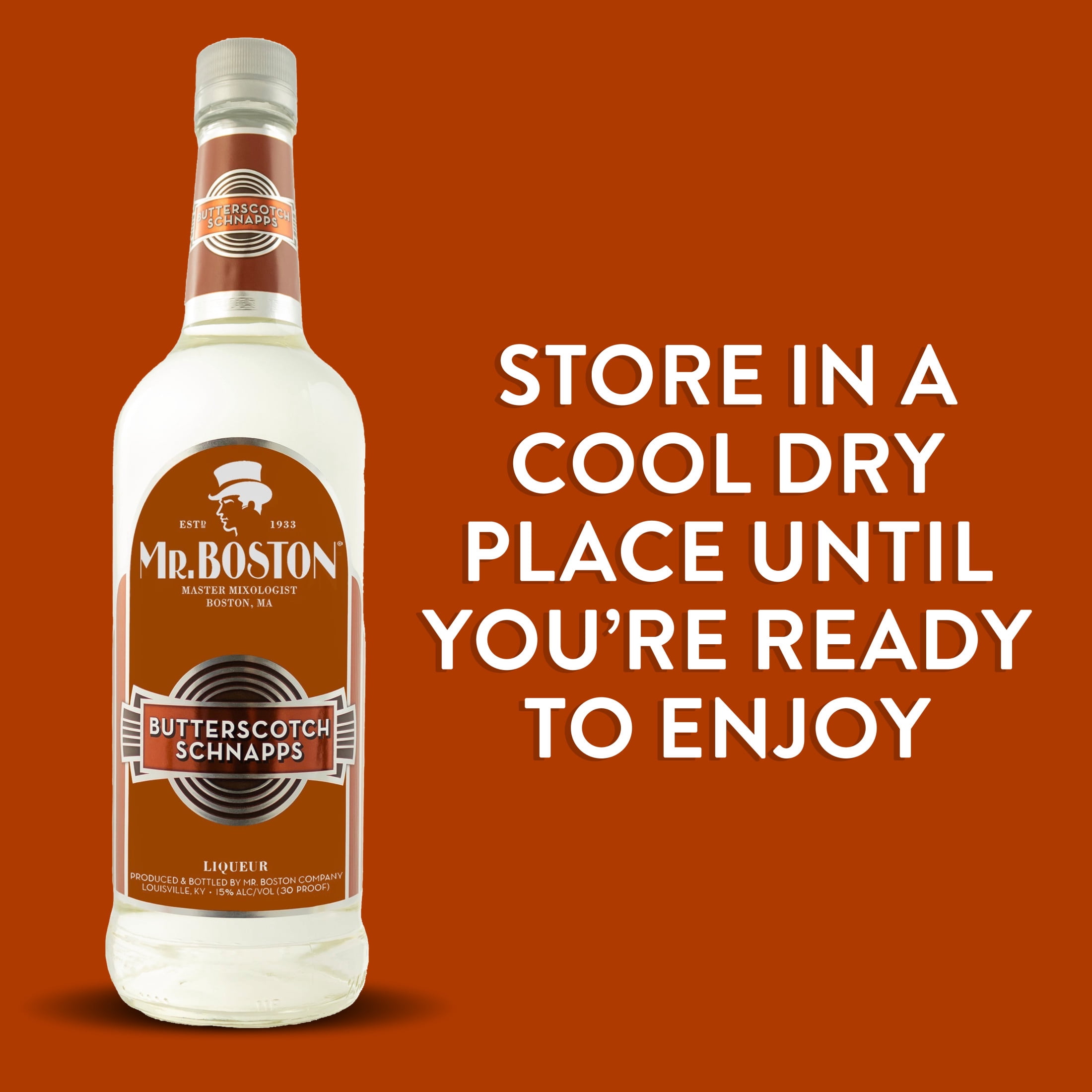 Mr. Boston Butterscotch Schnapps Liqueur, 750ml, 15% Alcohol, Cocktail Mixers
