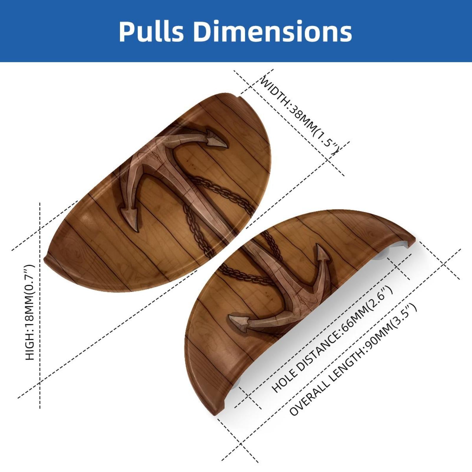 PhooArto 6 Pcs Cup Drawer Pulls, Vintage Anchor Wooden Board Shell Shape Handles Cabinet Knobs for Dresser Cupboard Closet Wardrobe with Screws