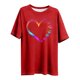 thumbnail image 2 of TaTaai Plus Size Heart Print Round Neck Short Sleeve T-Shirt, Women's Spring Summer Base Layer, Casual Daily Wear, Regular Length Fashion Top Gift, 2 of 4