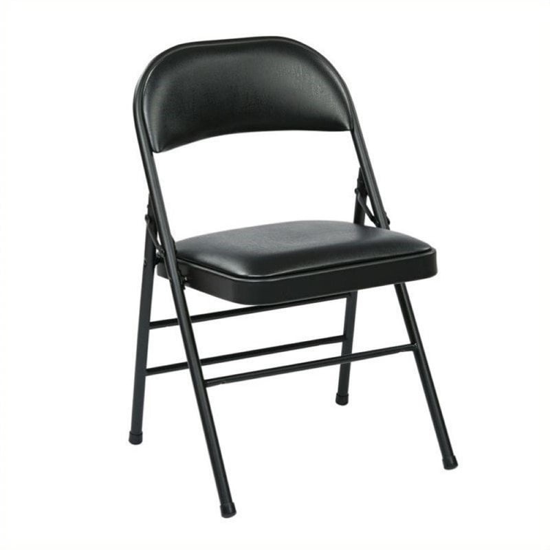 Scranton & Co Faux Leather Folding Chair in Black (Set of