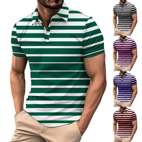 Swuxness Men's Sporty Summer Short Sleeve Print Golf Shirt Casual Lightweight Breathable Modern